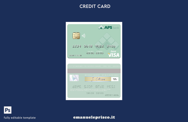 modello di carta di debito visto Malta APS Bank Limited in stile verificato